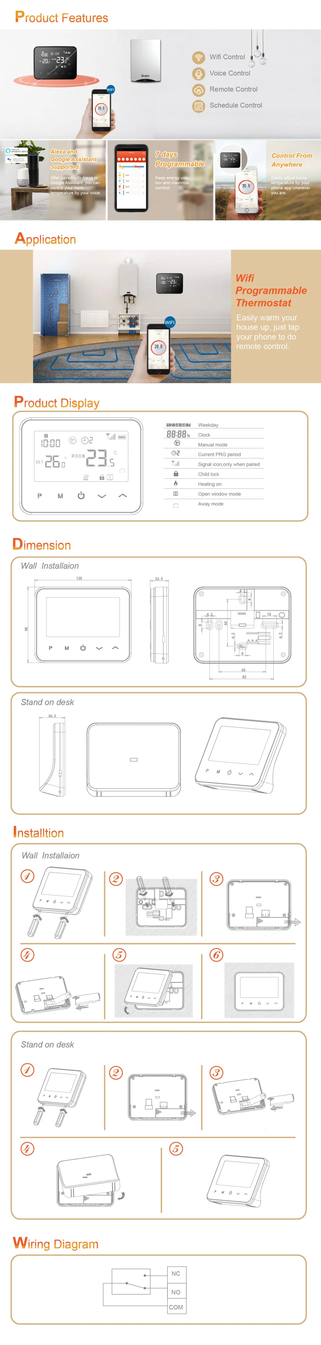 Opentherm WiFi Alex Google Home Wireless Thermostat for Opentherm Boiler Control