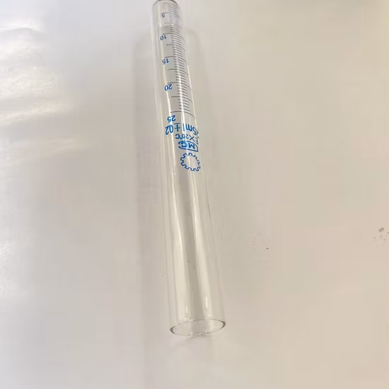 Provette in vetro trasparente da laboratorio chimico da 10 ml, 25 ml, 50 ml, 100 ml, con fondo piatto o rotondo, in Pyrex